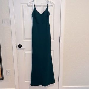 Lulus Forest Green Backless Mermaid Maxi Dress size XS